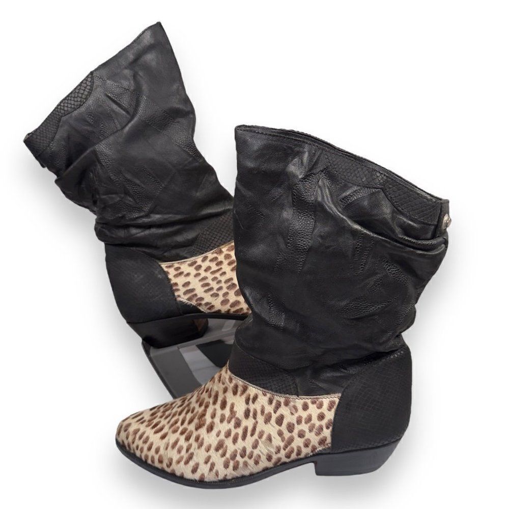 Wild Pairs Western Style Pony Hair Vegan Leather Boots‎ Women's 9D